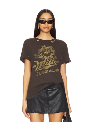 Junk Food Miller High Life Vintage Destroy Tee in Brown. Size M. Also in XS.