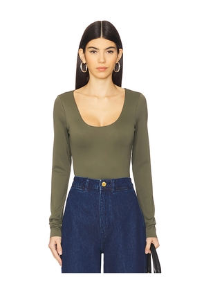 Good American Sculpting Scoop Long Sleeve Body in Olive. Size 3X. Also in 4X, 5X.