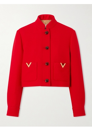 Valentino Garavani - Embellished Wool And Silk-blend Drill Jacket - Red - IT36,IT38,IT40,IT42,IT44