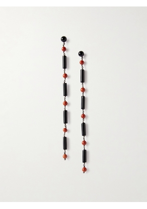 Le Sundial - Beaded Onyx And Jasper Earrings - Black - One size