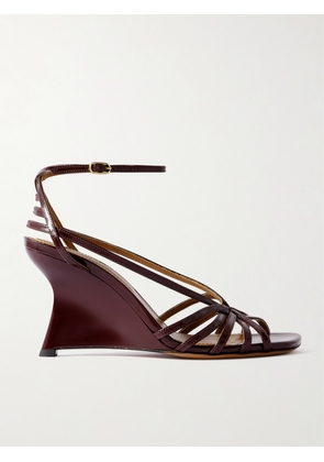 Zimmermann - Aura Glossed-leather Wedge Sandals - Burgundy - IT36,IT37,IT38,IT39,IT40