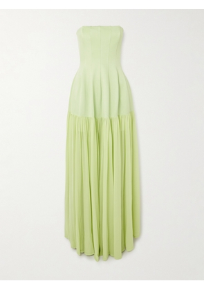 SIMKHAI - Sandrine Strapless Pleated Crepe-jersey And Chiffon Midi Dress - Green - US00,US0,US2,US4,US6,US8,US10