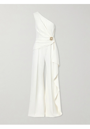 Elie Saab - One-shoulder Embellished Cady Jumpsuit - White - FR 34,FR 36,FR 38,FR 40,FR 42,FR 44