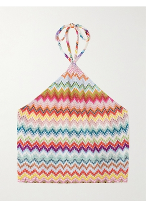 Missoni - Mare Cropped Striped Metallic Crochet-knit Halterneck Top - Multi - IT36,IT38,IT40,IT42,IT44,IT46,IT48