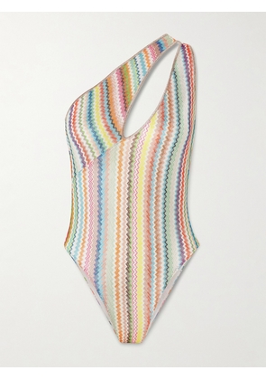Missoni - Mare One-shoulder Cutout Metallic-trimmed Striped Crochet-knit Swimsuit - Multi - IT36,IT38,IT40,IT42,IT44,IT46,IT48