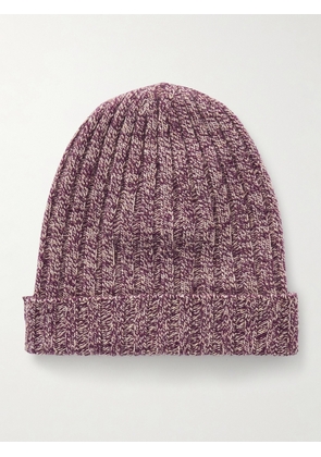 The Elder Statesman - Pax Ribbed Cashmere Beanie - Burgundy - One size