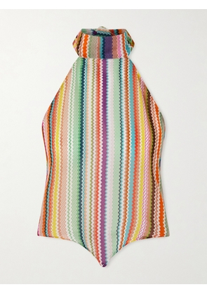 Missoni - Striped Cotton And Silk-blend Crepe De Chine Halterneck Top - Multi - x small,small,medium,large