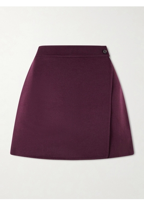LESET - Noah Wool And Cashmere-blend Mini Wrap Skirt - Burgundy - x small,small,medium,large,x large