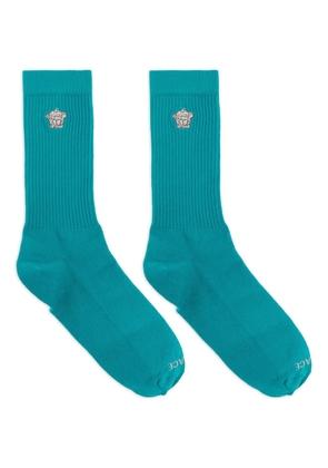 Versace Medusa-embroidered ribbed socks - Blue