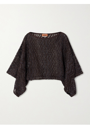 Missoni - Mare Cropped Sequin-embellished Crochet-knit Top - Brown - IT36,IT38,IT40,IT42,IT44,IT46,IT48