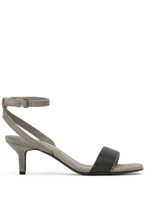 Brunello Cucinelli 60mm monili suede sandals - Black