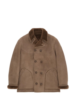 Fortela double-breasted leather coat - Brown