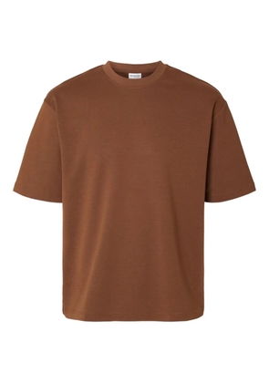SELECTED crew-neck T-shirt - Brown