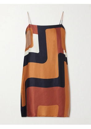 Faithfull - Phylis Printed Satin Mini Dress - Brown - x small,small,medium,large,x large,xx large