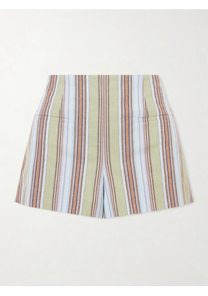 Faithfull - Aurora Striped Cotton And Linen-blend Shorts - Blue - x small,small,medium,large,x large