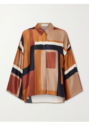 Faithfull - Cora Printed Satin Shirt - Brown - x small,small,medium,large,x large