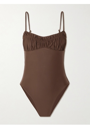 Faithfull - Rocio Ruched Recycled Swimsuit - Brown - x small,small,medium,large,x large