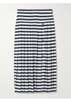 RIXO - Una Pleated Striped Silk Crepe De Chine Midi Skirt - Multi - UK 6,UK 8,UK 10,UK 12,UK 14,UK 16,UK 18,UK 20