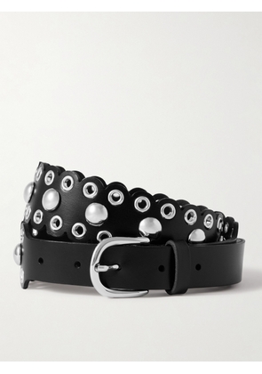 MARANT ÉTOILE - Zalla Studded Scalloped Leather Belt - Black - 70,75,80,85,90,95,100