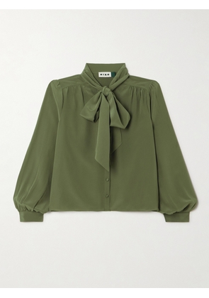 RIXO - Melaina Pussy-bow Silk Crepe De Chine Blouse - Green - UK 6,UK 8,UK 10,UK 12,UK 14,UK 16,UK 18
