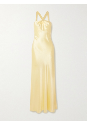RIXO - Losanna Satin Halterneck Maxi Dress - Yellow - UK 6,UK 8,UK 10,UK 12,UK 14,UK 16,UK 18,UK 20
