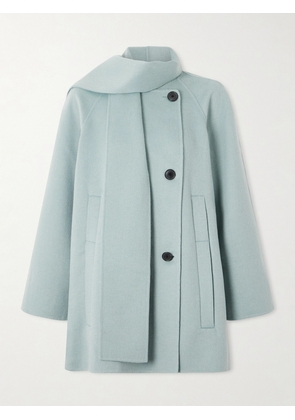 Proenza Schouler White Label - Brisa Scarf-detailed Wool-blend Coat - Blue - xx small,x small,small,medium,large,x large
