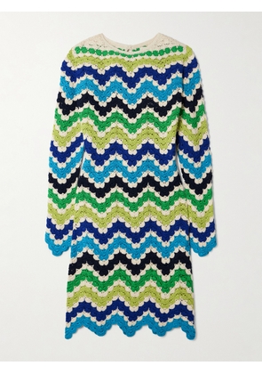 ESCVDO - Victoria Scalloped Crocheted Cotton Mini Dress - Blue - x small,small,medium,large,x large