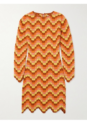 ESCVDO - Victoria Scalloped Crocheted Cotton Mini Dress - Orange - x small,small,medium,large,x large