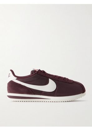 Nike - Cortez Leather And Suede-trimmed Canvas Sneakers - Burgundy - US Women’s 5,US Women’s 5.5,US Women’s 6,US Women’s 6.5,US Women’s 7,US Women’s 7.5,US Women’s 8,US Women’s 8.5,US Women’s 9,US Women’s 9.5,US Women’s 10,US Women’s 10.5,US Women’s 11,US Women’s 11.5,US Women’s 12