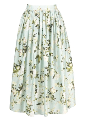 ERDEM floral-print pleated midi skirt - Green