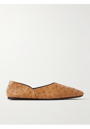 KHAITE - Jane Ostrich Leather Flats - Brown - IT36,IT37,IT38,IT39,IT40,IT41