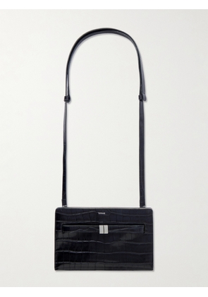 TOTEME - Belted Croc-effect Leather Shoulder Bag - Black - One size