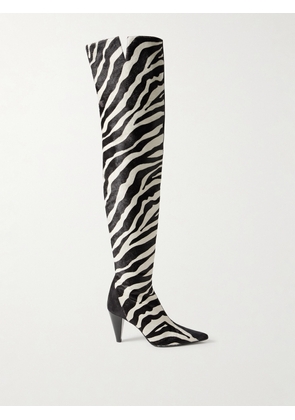 KHAITE - Harvey Suede And Zebra-print Calf Hair Over-the-knee Boots - Animal print - IT36,IT36.5,IT37,IT37.5,IT38,IT38.5,IT39,IT39.5,IT40