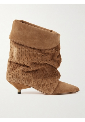 MARANT ÉTOILE - Edrik Gathered Perforated Suede Ankle Boots - Brown - FR36,FR37,FR38,FR39,FR40,FR41