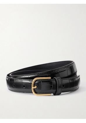 TOTEME - Croc-effect Leather Belt - Black - 70,80,90