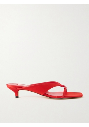 TOTEME - Bow-embellished Satin Mules - Red - IT35,IT36,IT37,IT38,IT39,IT40,IT41,IT42