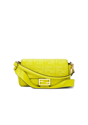 FWRD Renew Fendi Embossed FF Baguette Shoulder Bag in Green.