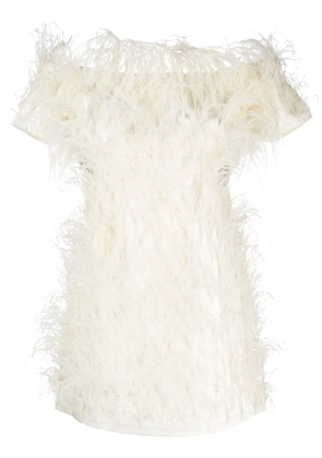 Cult Gaia feather-detailing off-shoulder dress - Neutrals