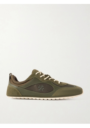 Tory Burch - Field Shell-trimmed Mesh, Leather And Suede Sneakers - Green - US5,US6,US6.5,US7,US7.5,US8,US8.5,US9.5,US10.5