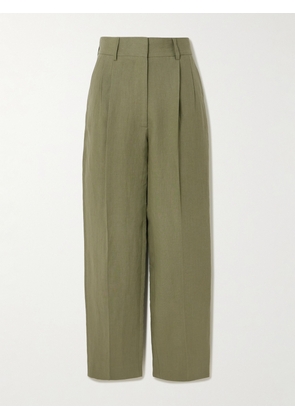 BLAZÉ Milano - Fox Pleated Linen Straight-leg Pants - Green - 00,1,2,3,4