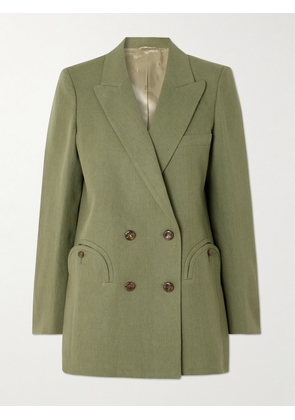 BLAZÉ Milano - Midday Sun Double-breasted Linen Blazer - Green - 00,1,2,3,4