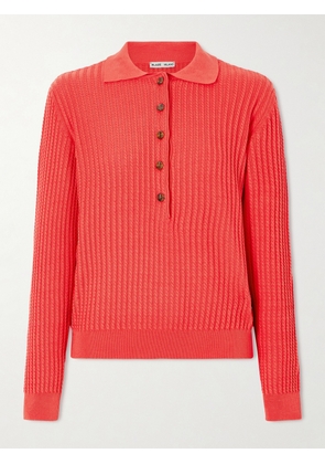 BLAZÉ Milano - Alegria Cable-knit Cotton And Silk-blend Polo Sweater - Red - 00,1,2,3,4