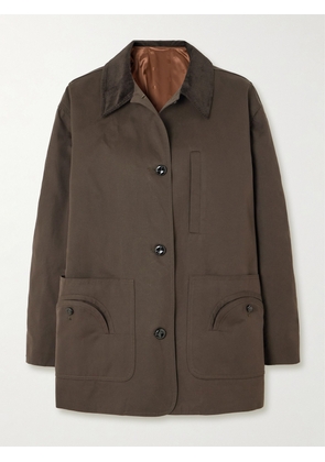 BLAZÉ Milano - Clelia Corduroy-trimmed Cotton-gabardine Jacket - Brown - 00,1,2,3,4