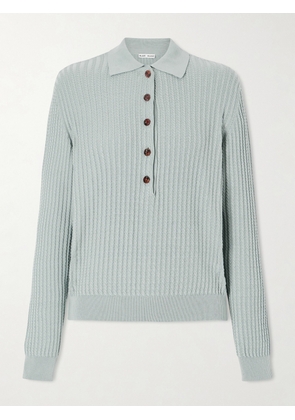 BLAZÉ Milano - Alegria Cable-knit Cotton And Silk-blend Polo Sweater - Blue - 00,1,2,3,4