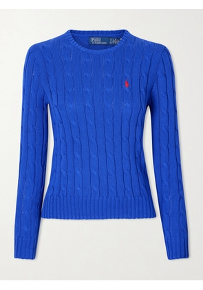Polo Ralph Lauren - Embroidered Cable-knit Cotton Sweater - Blue - xx small,x small,small,medium,large,x large