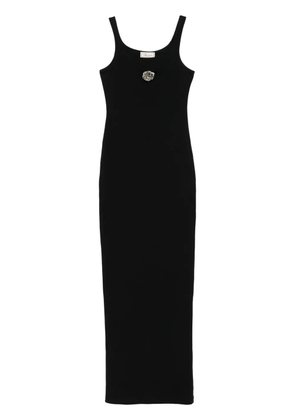 Blumarine floral-brooch maxi dress - Black