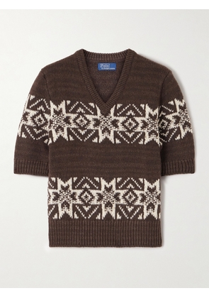 Polo Ralph Lauren - Intarsia Cotton And Wool-blend Sweater - Brown - xx small,x small,small,medium,large,x large