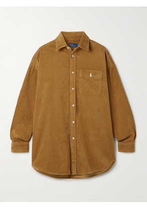 Polo Ralph Lauren - Embroidered Cotton-corduroy Shirt - Brown - x small,small,medium,large,x large