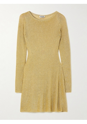 STAUD - Nikitta Metallic Knitted Mini Dress - Gold - x small,small,medium,large,x large