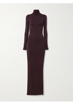 ÉTERNE - Stretch-modal Jersey Turtleneck Maxi Dress - Brown - x small,small,medium,large,x large